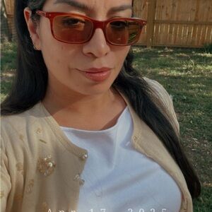 Trending Yellow Cardigan with Sequin Details, lace back, Pearl buttons.